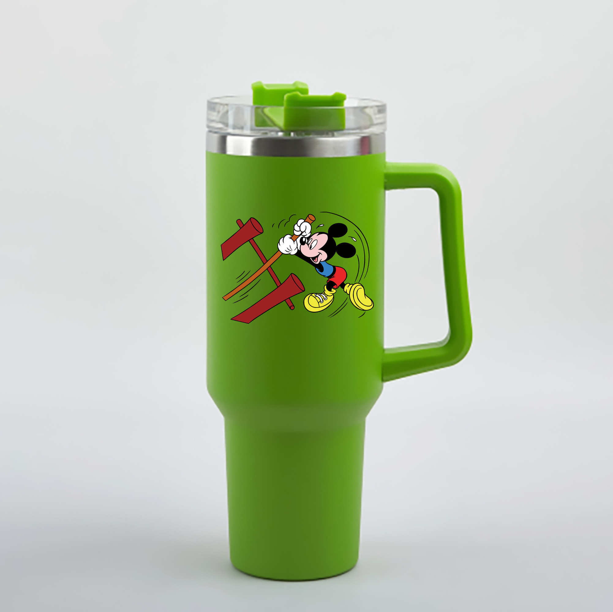 （画像用） ミッキーマウス Mickey Mouse 1200mL車用タンブラー - クリスタルステッカー（プラスチックストロー付き）